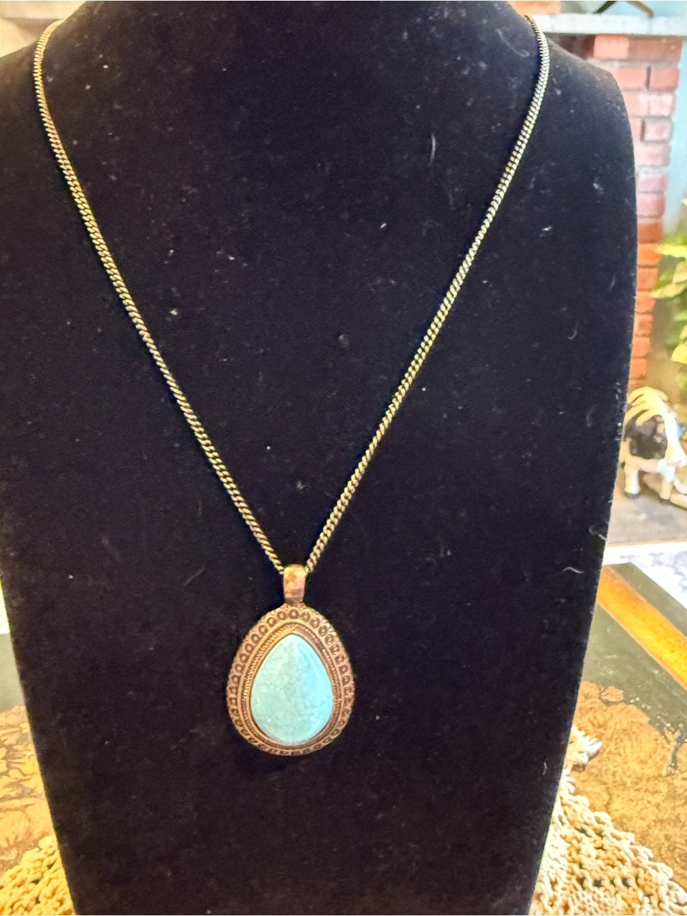 Blue Teardrop Pendant Necklace - Women Jewelry